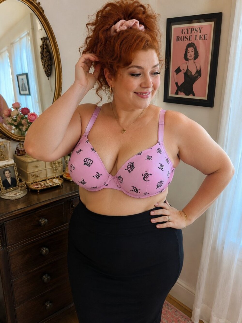 Juicy Couture Pink Crown & Logo Print Underwire Bra 40D Plus